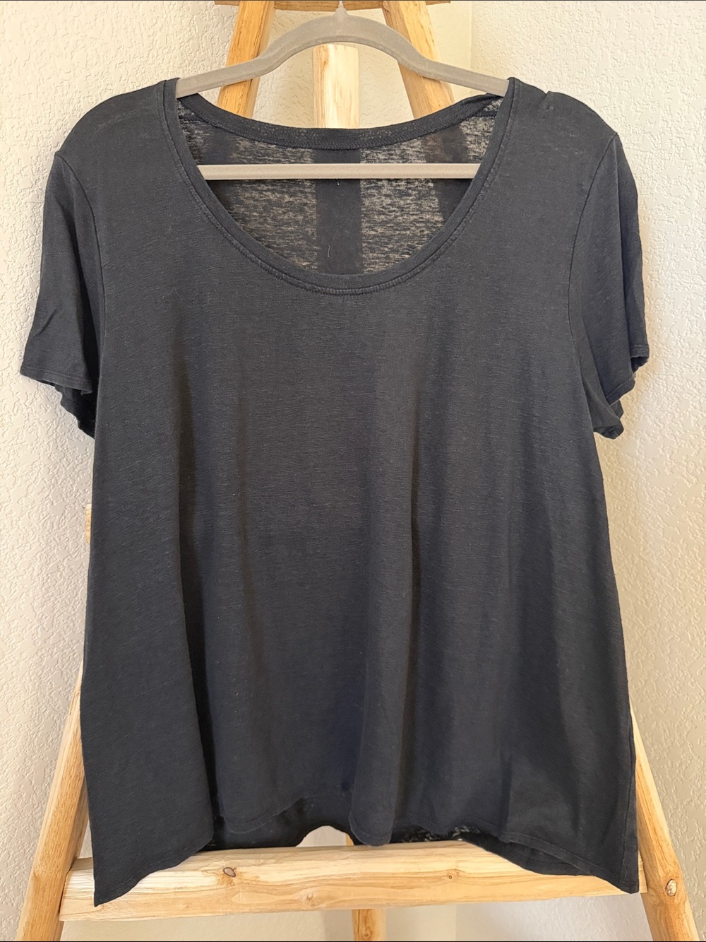 Eileen Fisher Black Short-Sleeve Scoop Neck Tee